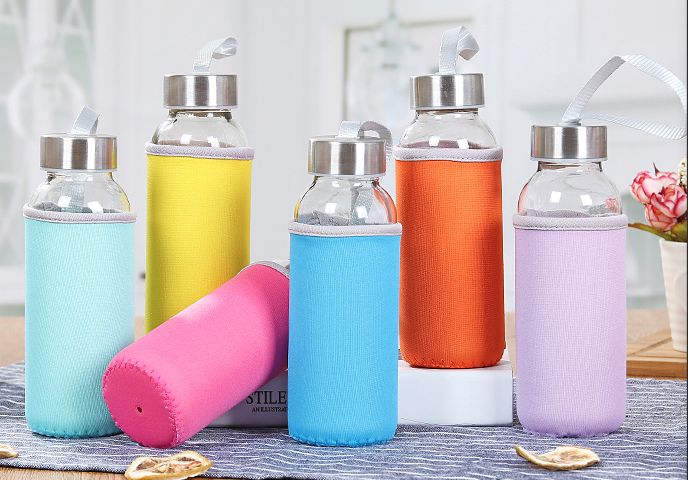 5oz/10oz/16oz/18oz glass drinking bottle with lid for water juice and beverage