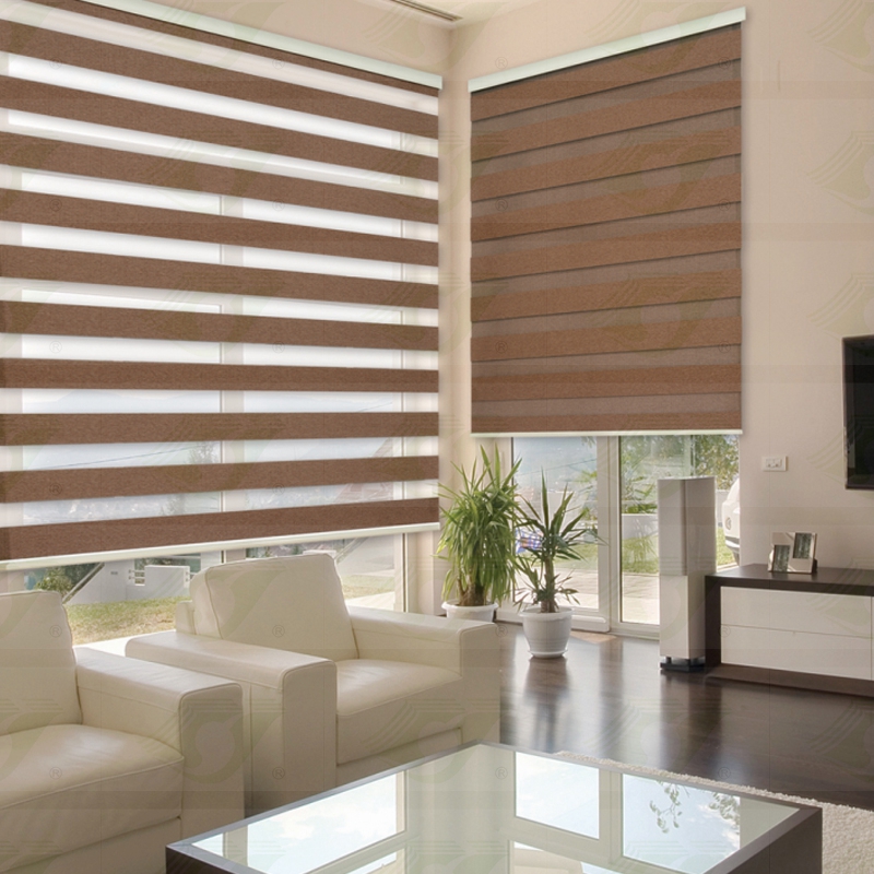 100% polyester Cordless zebra blinds semi automatic roller blinds