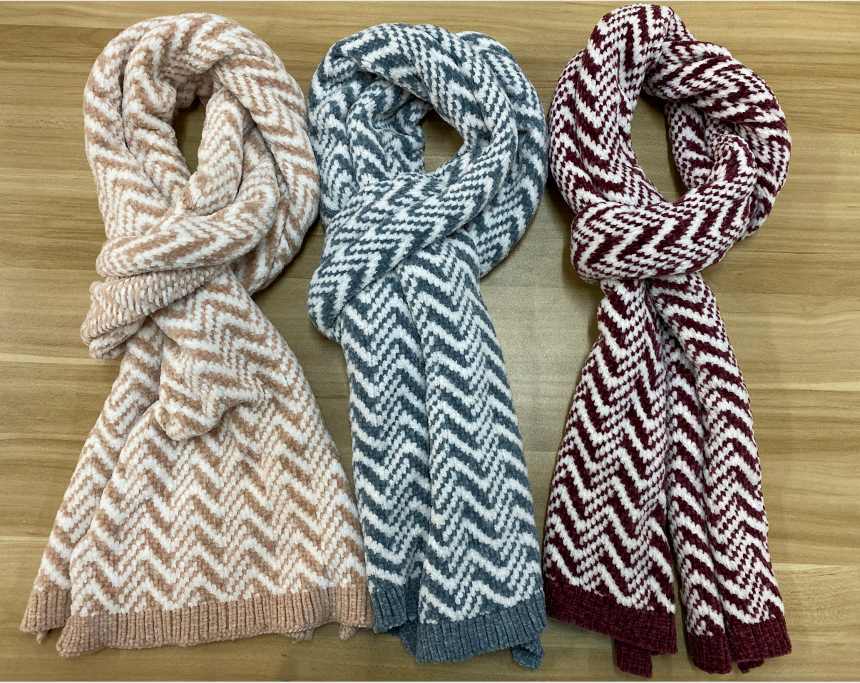Chenille knitted scarf