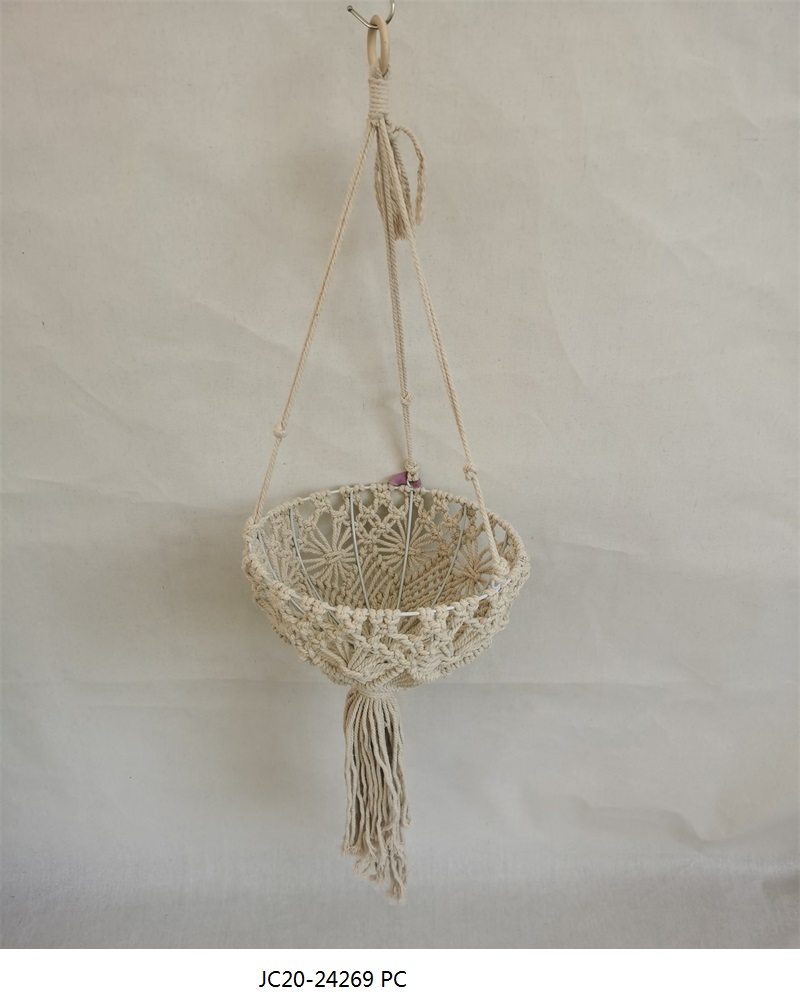 Cotton rope hanging basket