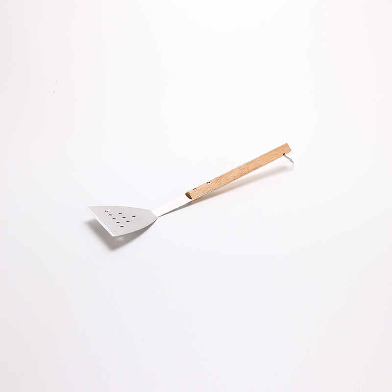 High quality stainless steel BBQ TRIANGLE TURNER with oak wood handle