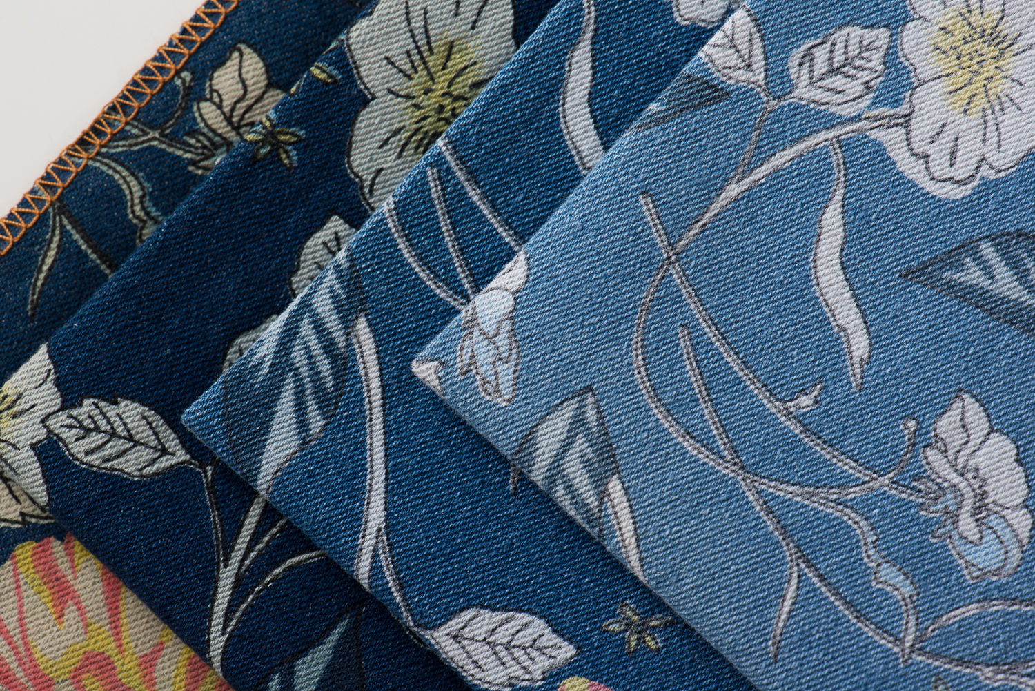 Cotton spandex pigment print denim 9oz