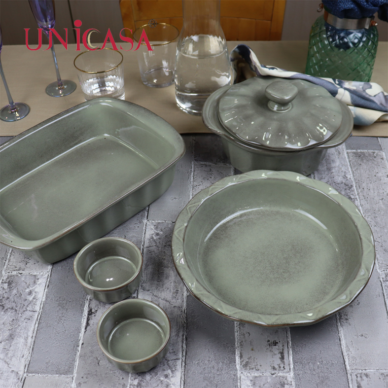 Best Selling Ceramics Bakeware dinnerware Set Ceramic bakeware Set Casseerole with lid oven baking tray rectangular baking dish pie dish ramekin set