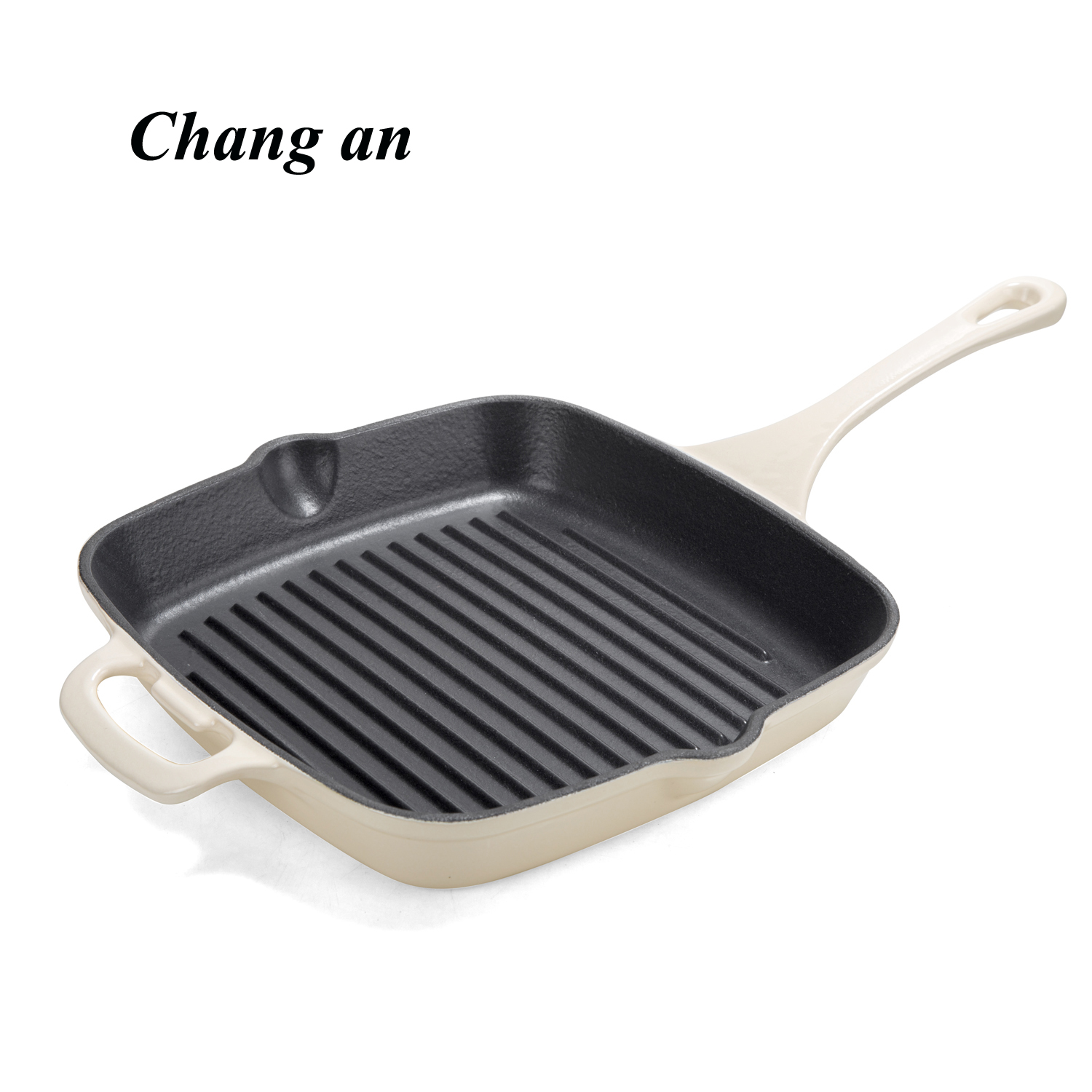 Cast iron enameled grill pan