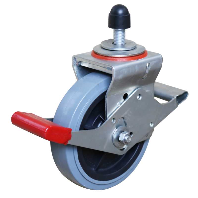 Japan Type J150 Elastic Rubber Wheel Caster With Double Brake