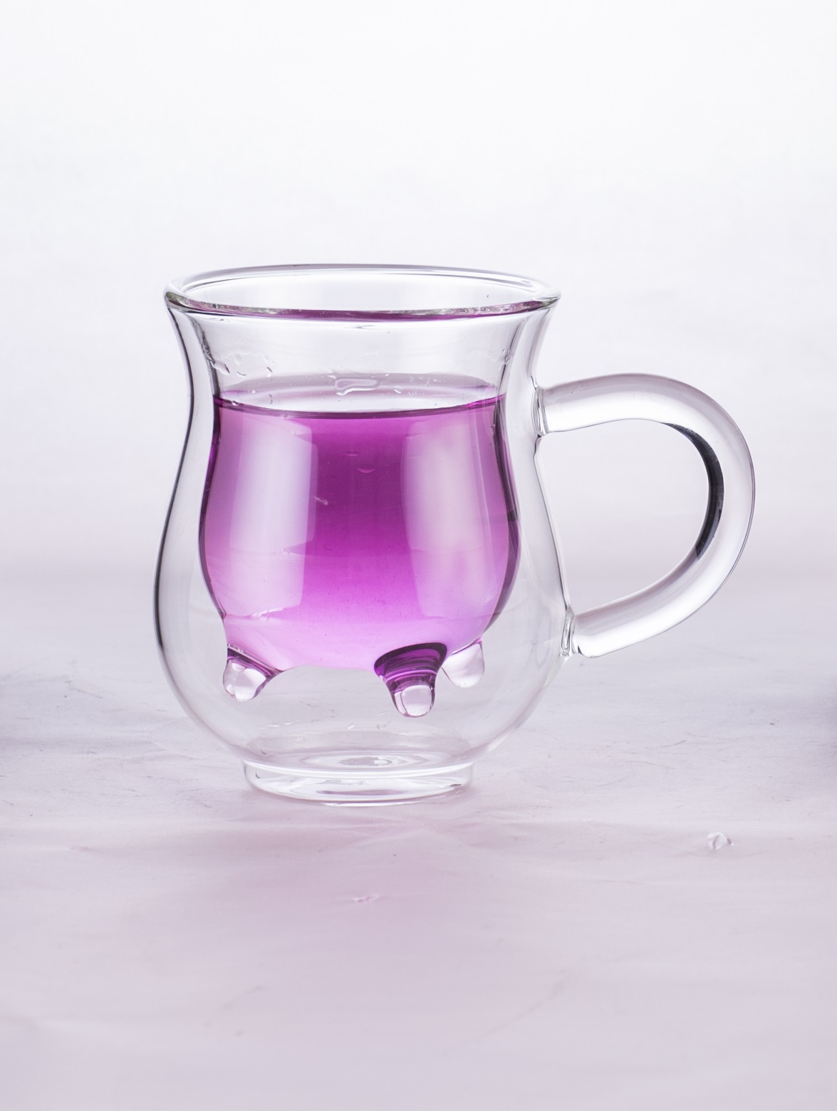 Cute Design High Borosilicate 200ml Double wall milk cup for children using with EU standard