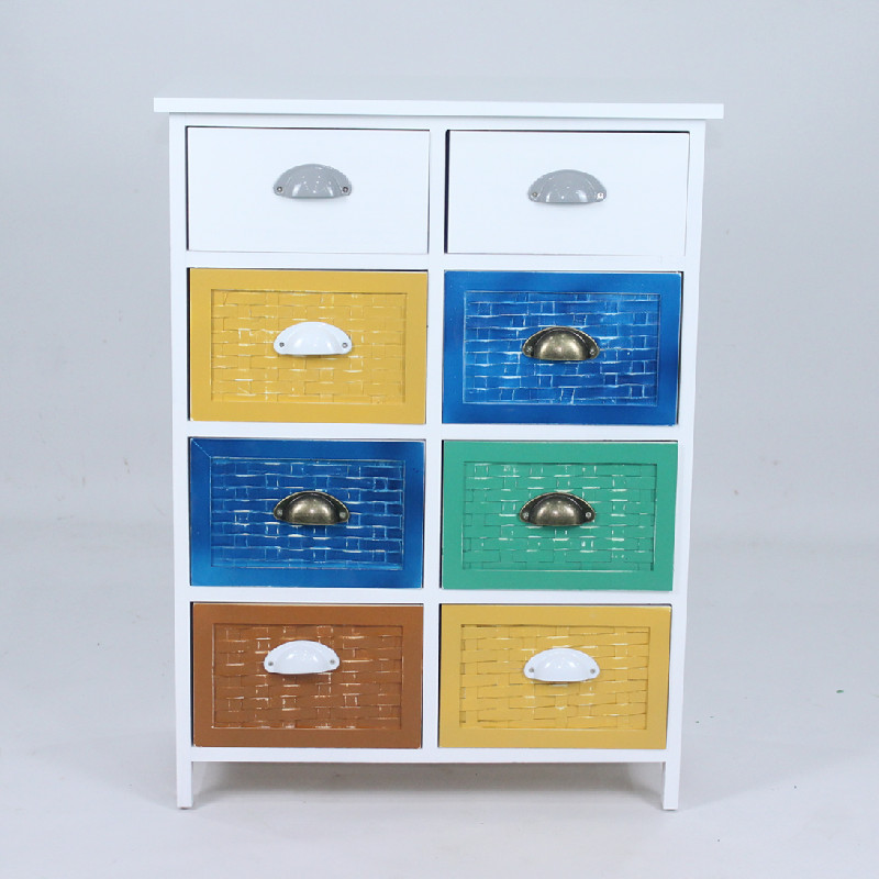 Chest of colorful drawers wood chip cabinet