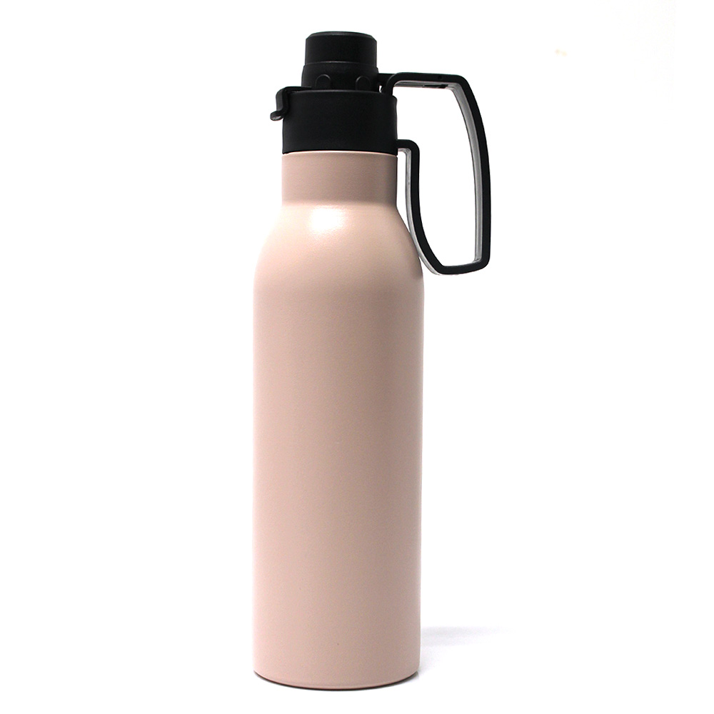 Stainless steel water bottle with handle