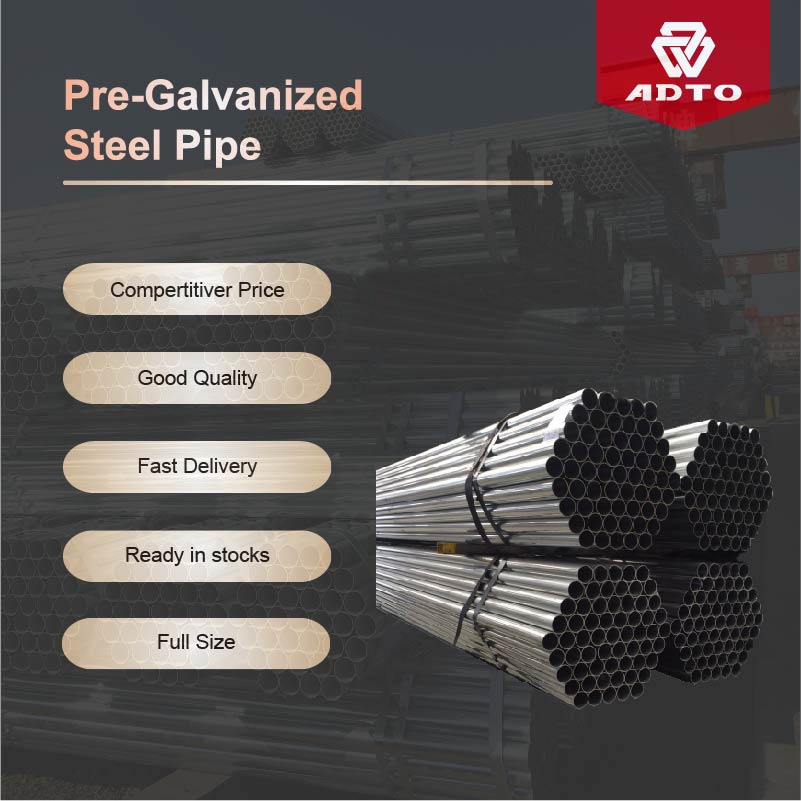 Hot Selling ADTO Brand Pre-galvanized scaffolding pipe