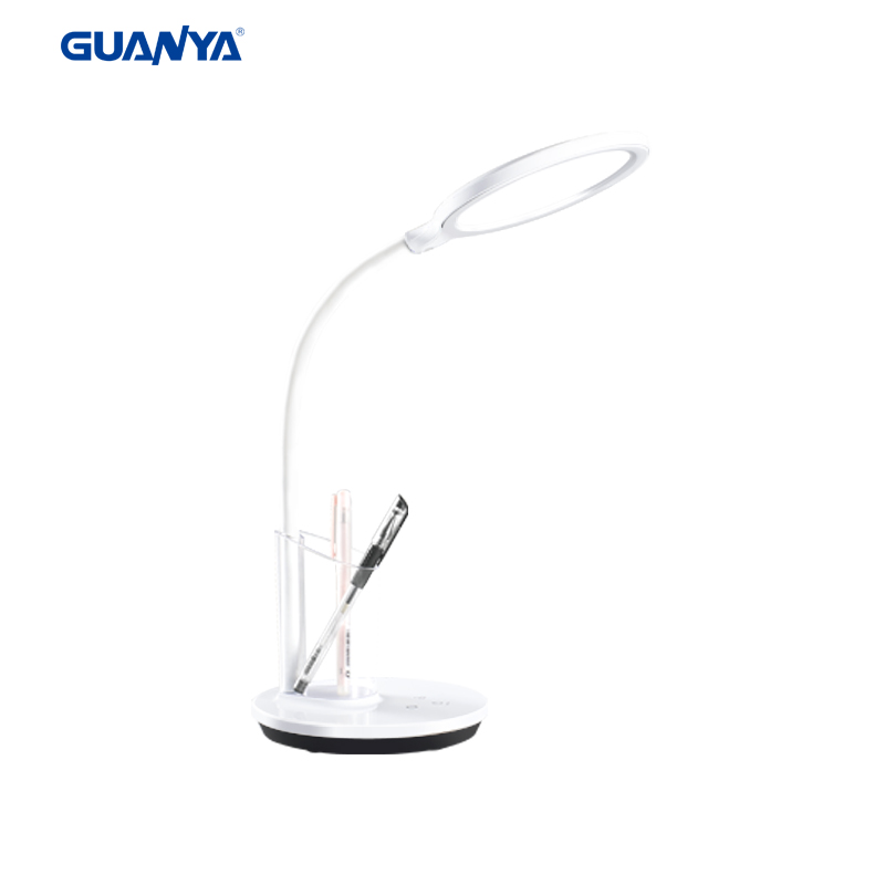led stepless dimmable desk lamp with RBG night lamp and pencil holder