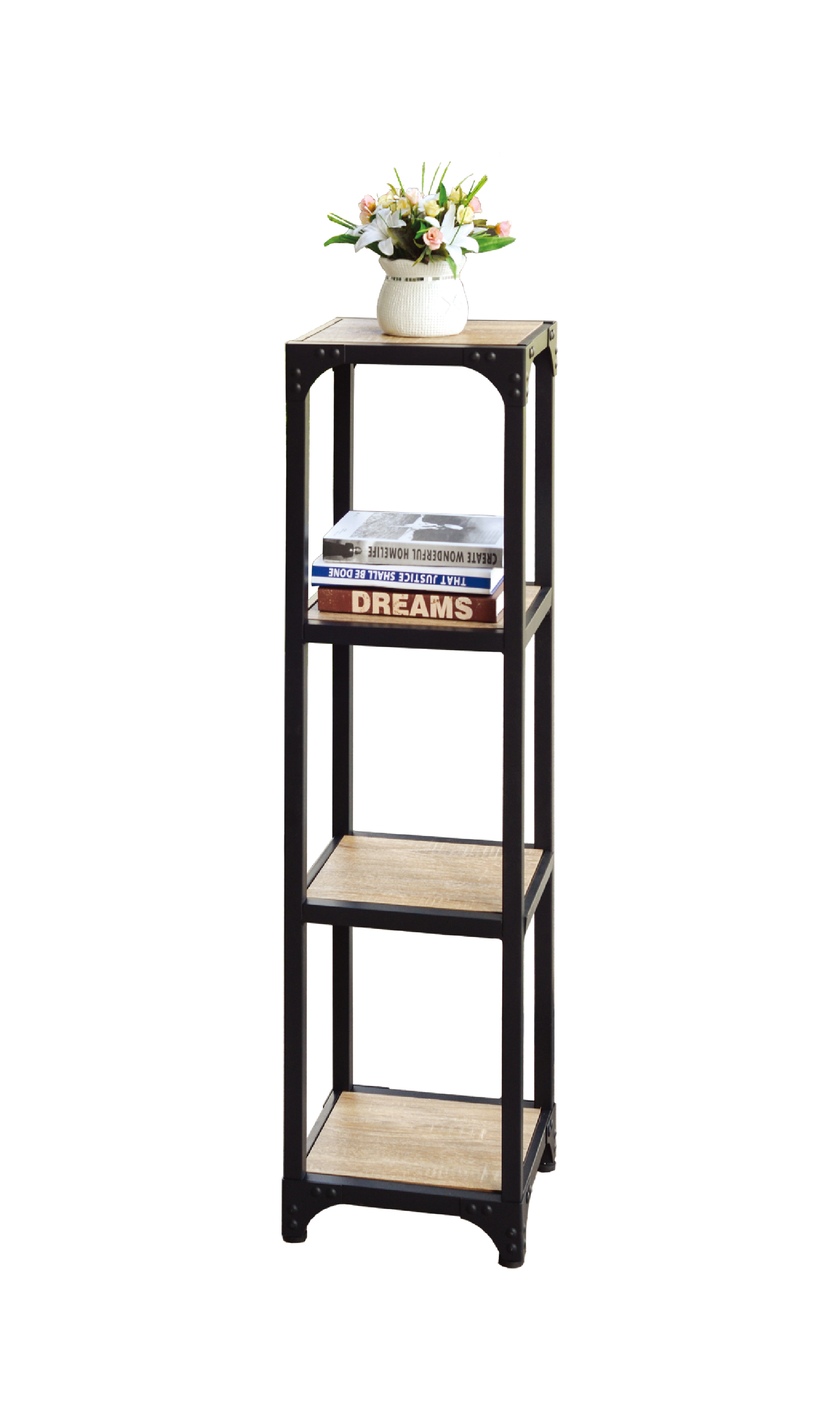 Metal Wooden 4 layers storage rack bookcase