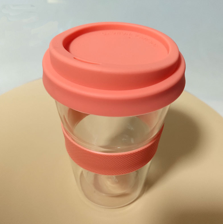 350ml Double-Wall Borosilicate Glass Cup with Silicone Cap & Hoop