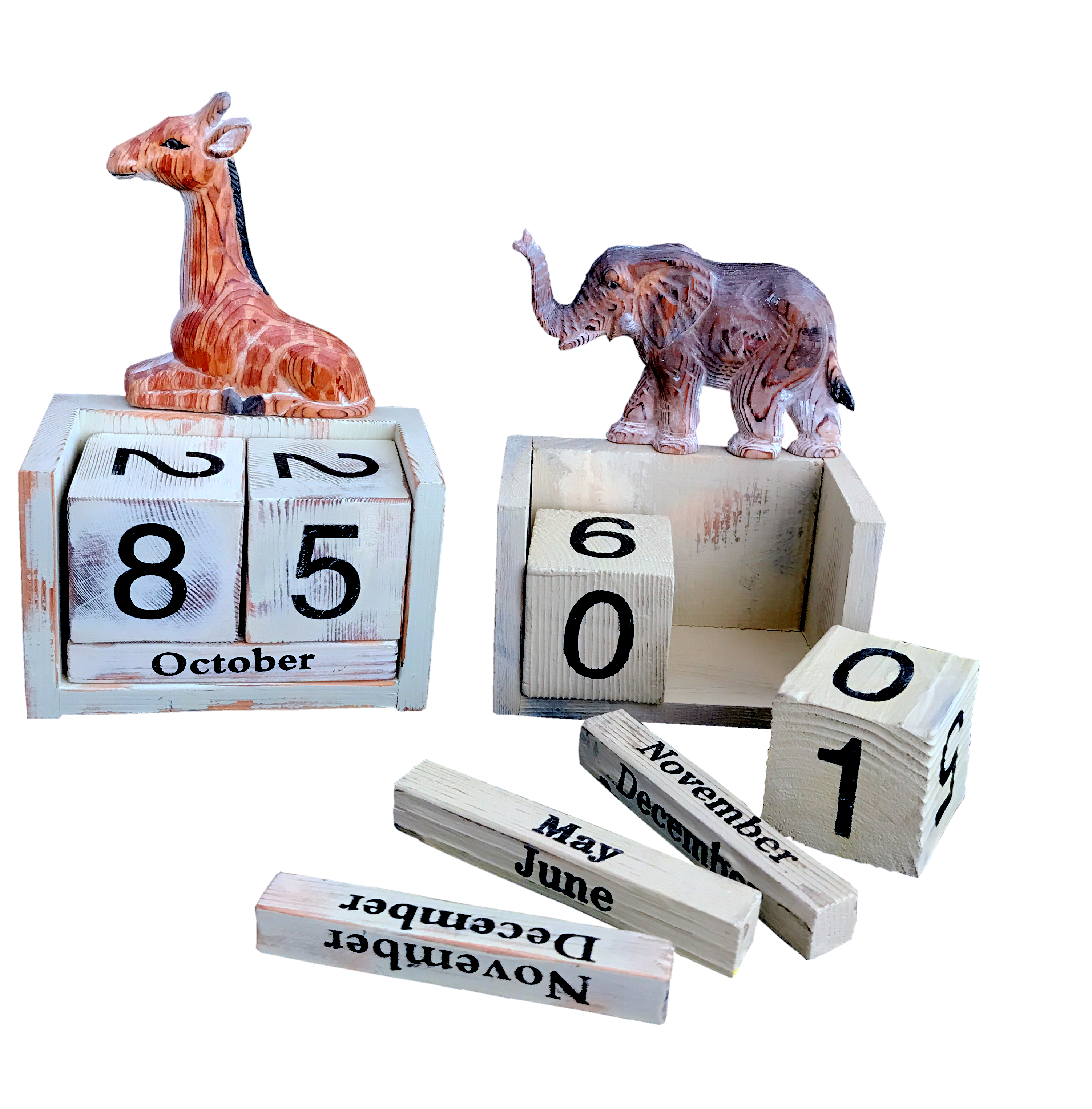 Wood Craft Calendar Block Wooden Desk Calendar Perpetual Hand Carving Wood Cube Calendar