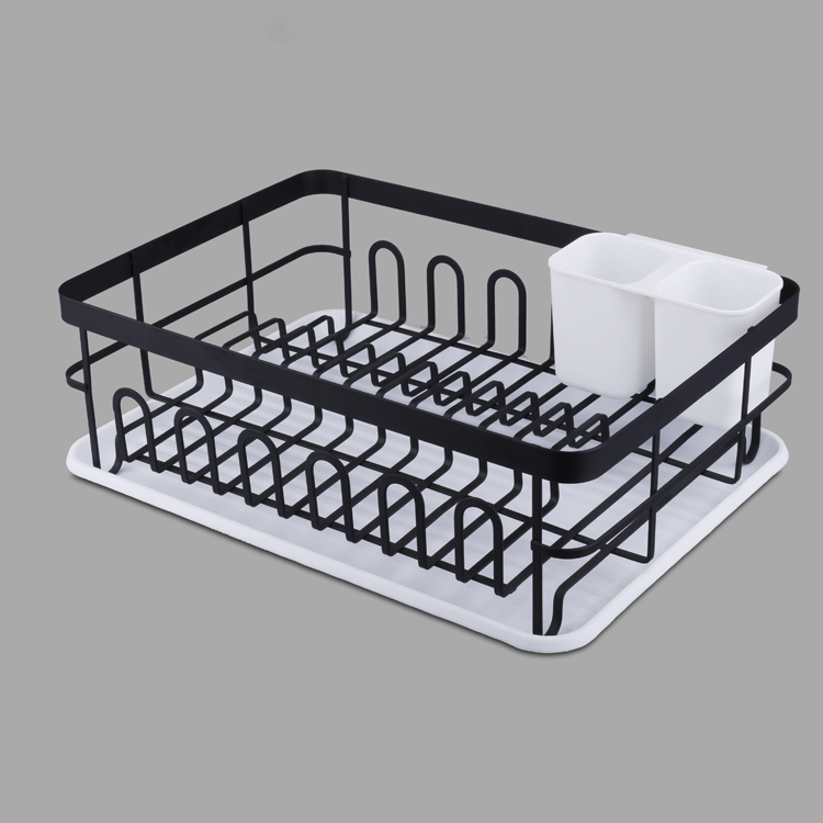 Matt Black Dish Drainer Rack with Tray