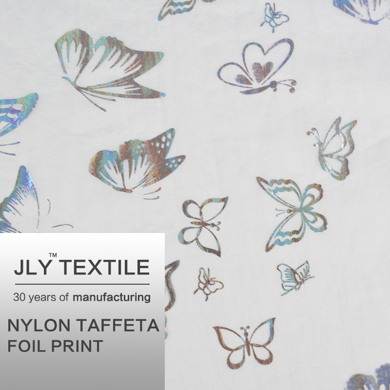 JLY Nylon Taffeta Fabric Butterfly Foil Print |For Jacket Down Jacket Bag Luggage Cover Product - Water Repellency Dust Proof