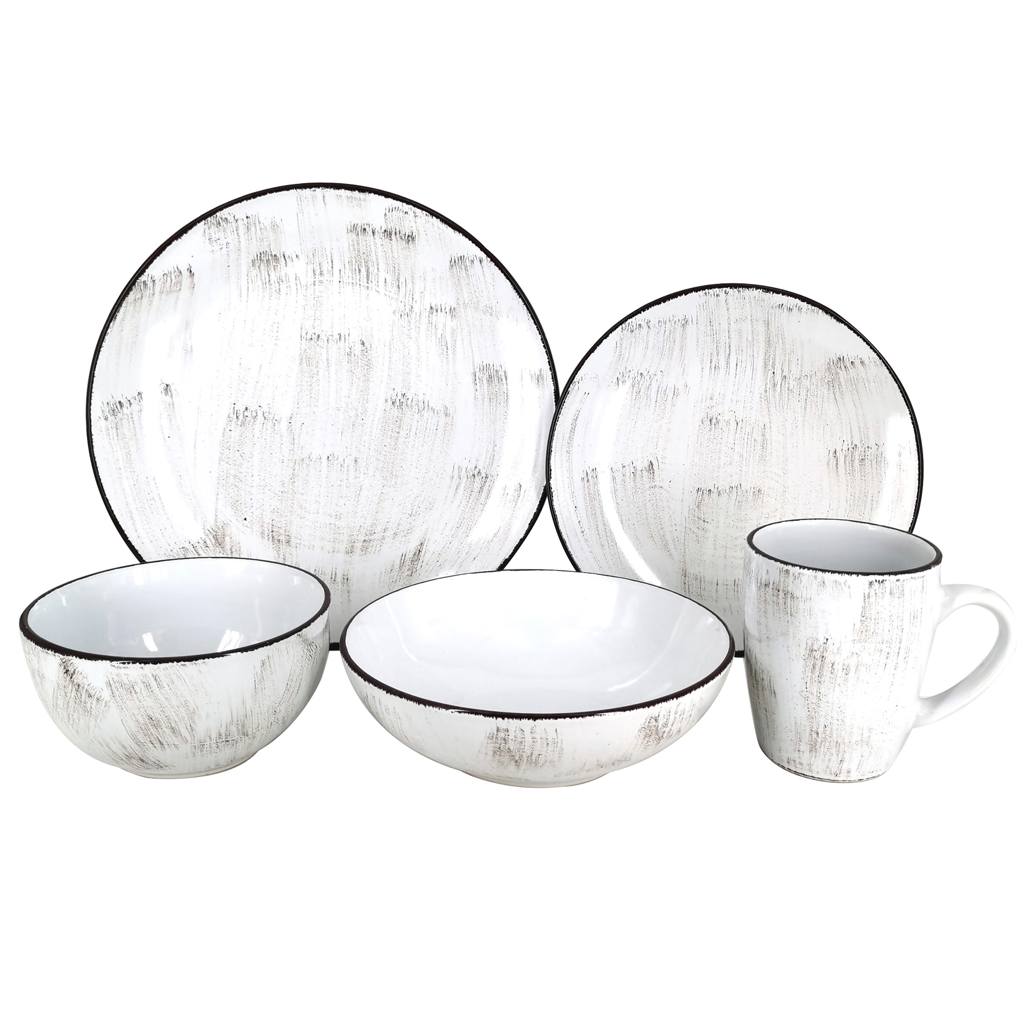 stoneware solid color glazed 16pcs dinner set with hand brush