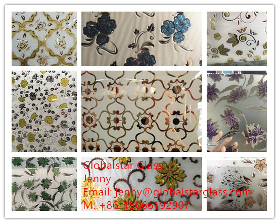 4/8/6mm Titanium Acie Etched Decorative Glass/art glass