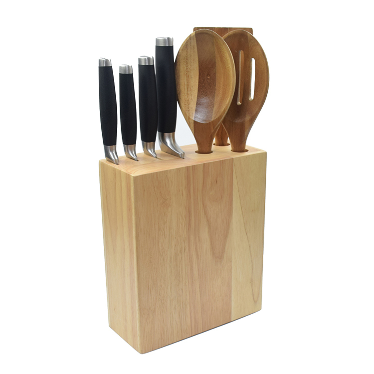 Knife block set with kitchen utensils