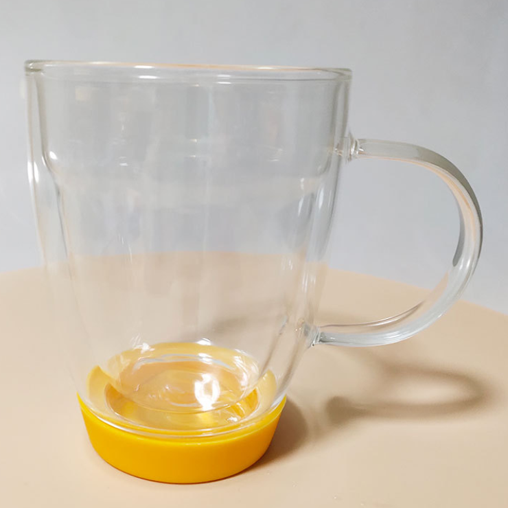 300ml Double-Wall High Borosilicate Glass Cup with Handle and Base