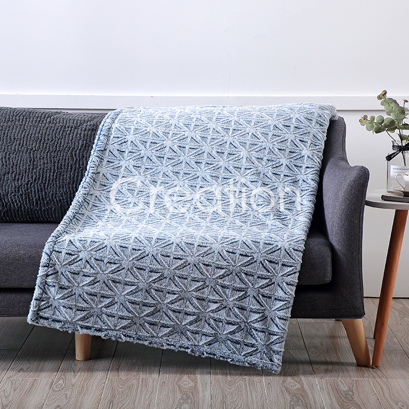 Printed and brushed rabbit fur throw