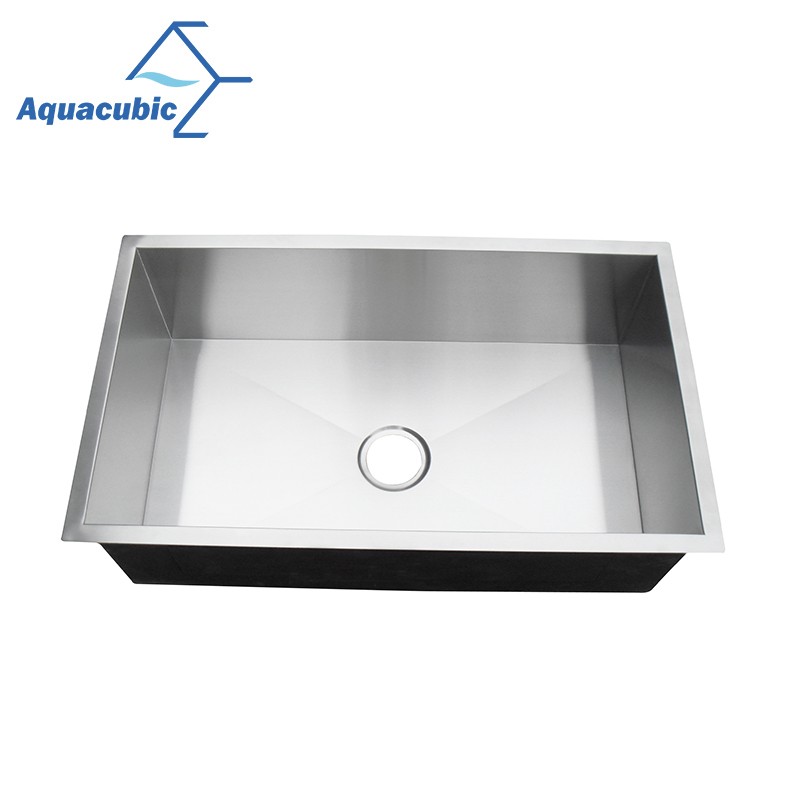Aquacubic Handmade Single Bowl Drop-In 18 Gauge Stainless Steel Kitchen Sink