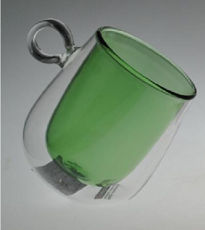 New Arrival Mouth Blown High Borosilicate Double wall glass cup with inner colored layer Dishwasher Safe Reach Standard