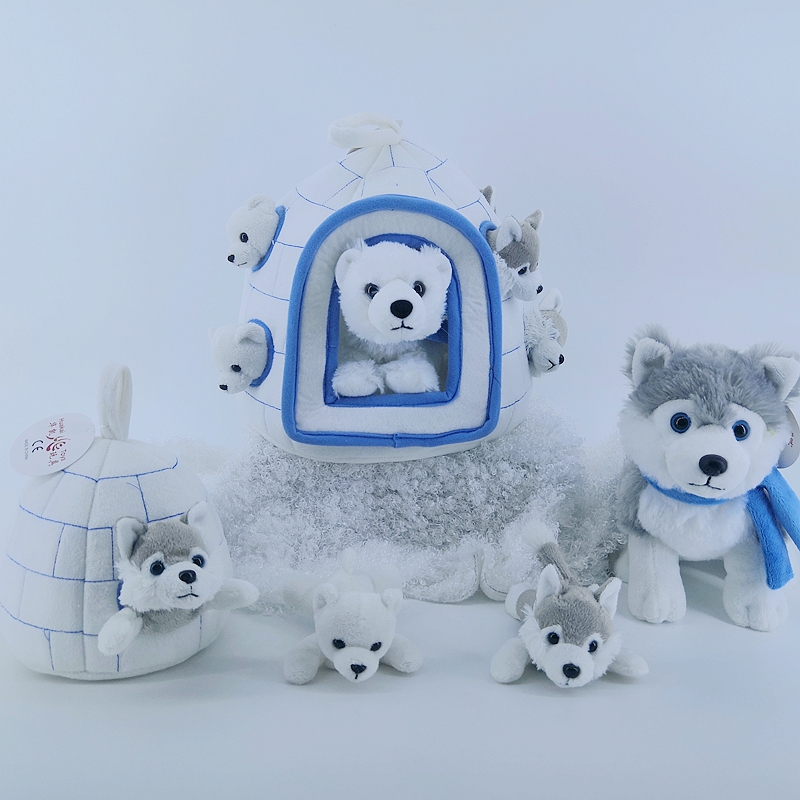 Snow house polor bear seal penguin /plush toys/ ice world playset
