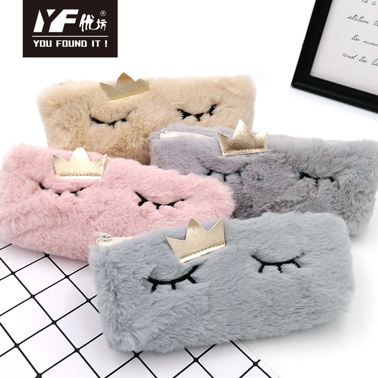 Professional custom Sleep kingdom style cute cartoon plush pencil case school & office stationary