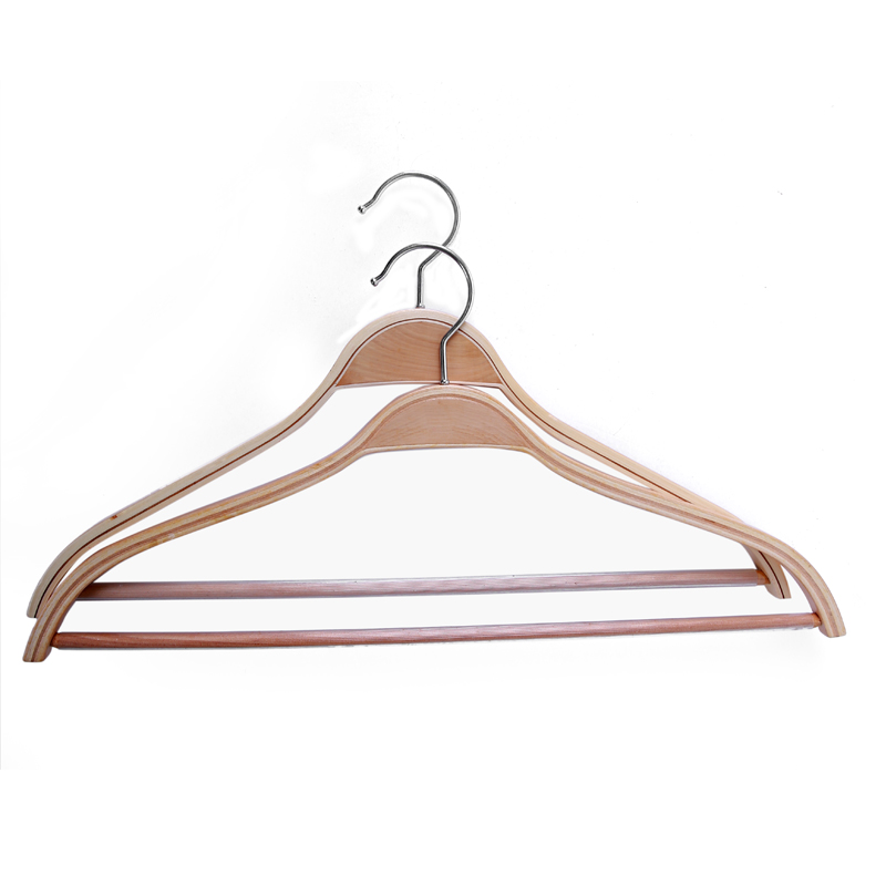 Wooden Laminated shirt Hanger with Round Bar