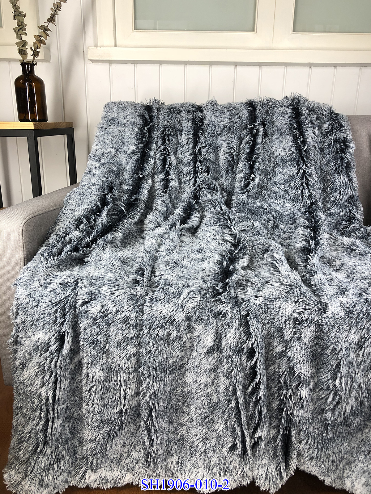 Printed long hair pv fur blanket