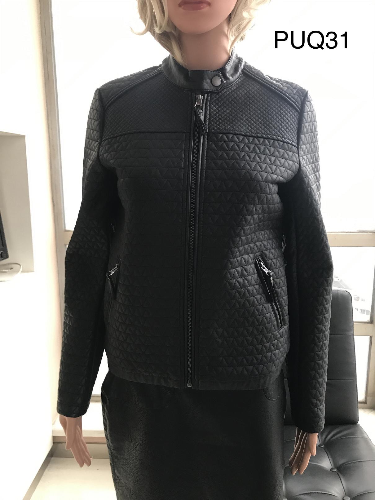 Ladies Print Embroider With Quilting Pu Jacket