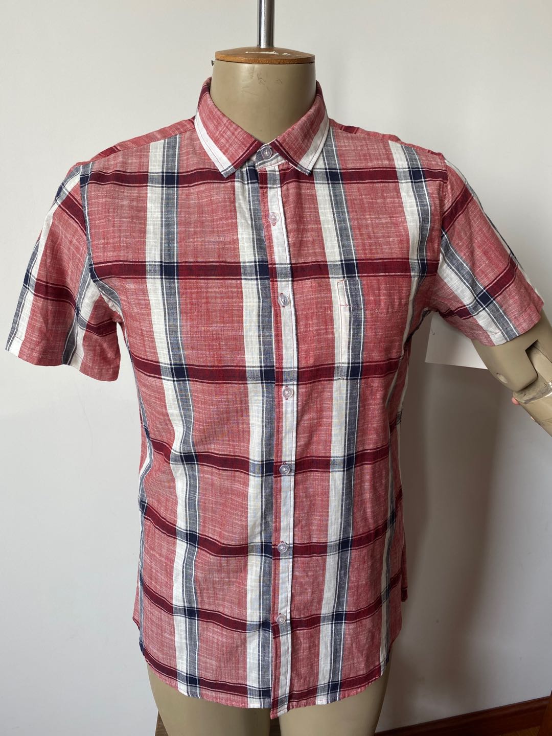 Men's slub cotton short sleeve shirt