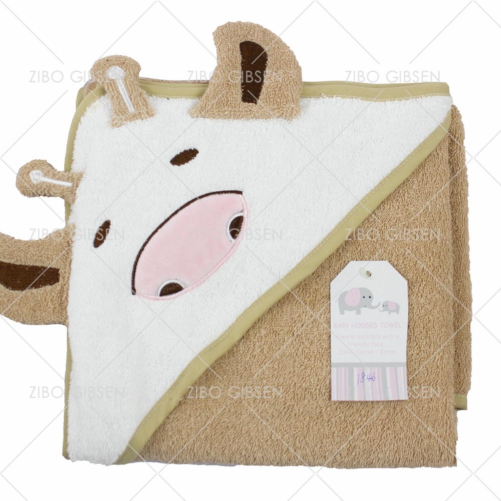 100% terry cotton animal design baby bath hooded towel