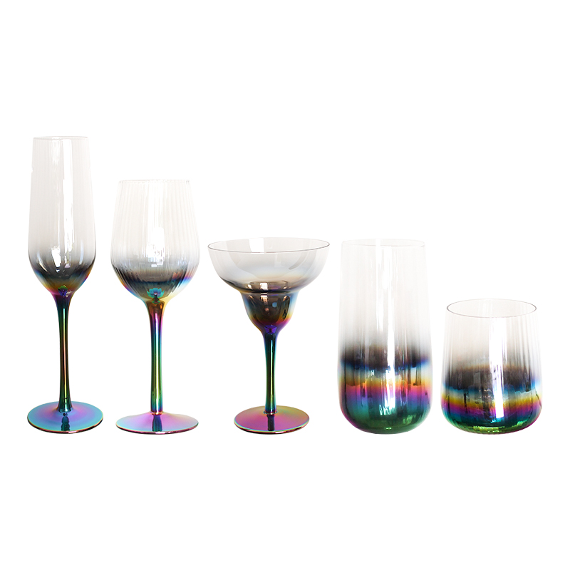 Colorful plated drinkware set