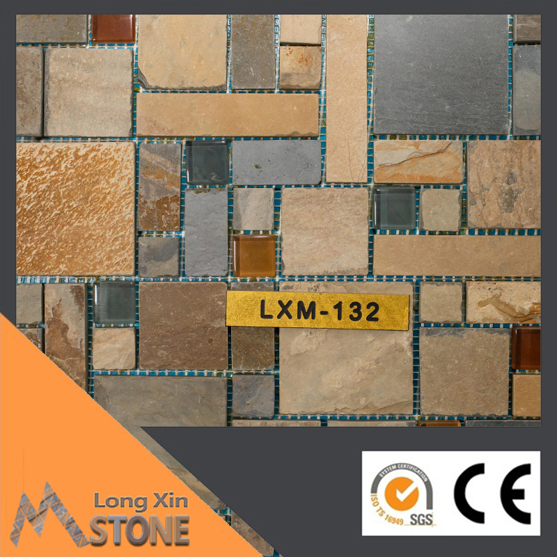 Natural mix color slate pattern mosaics 305X305 CM