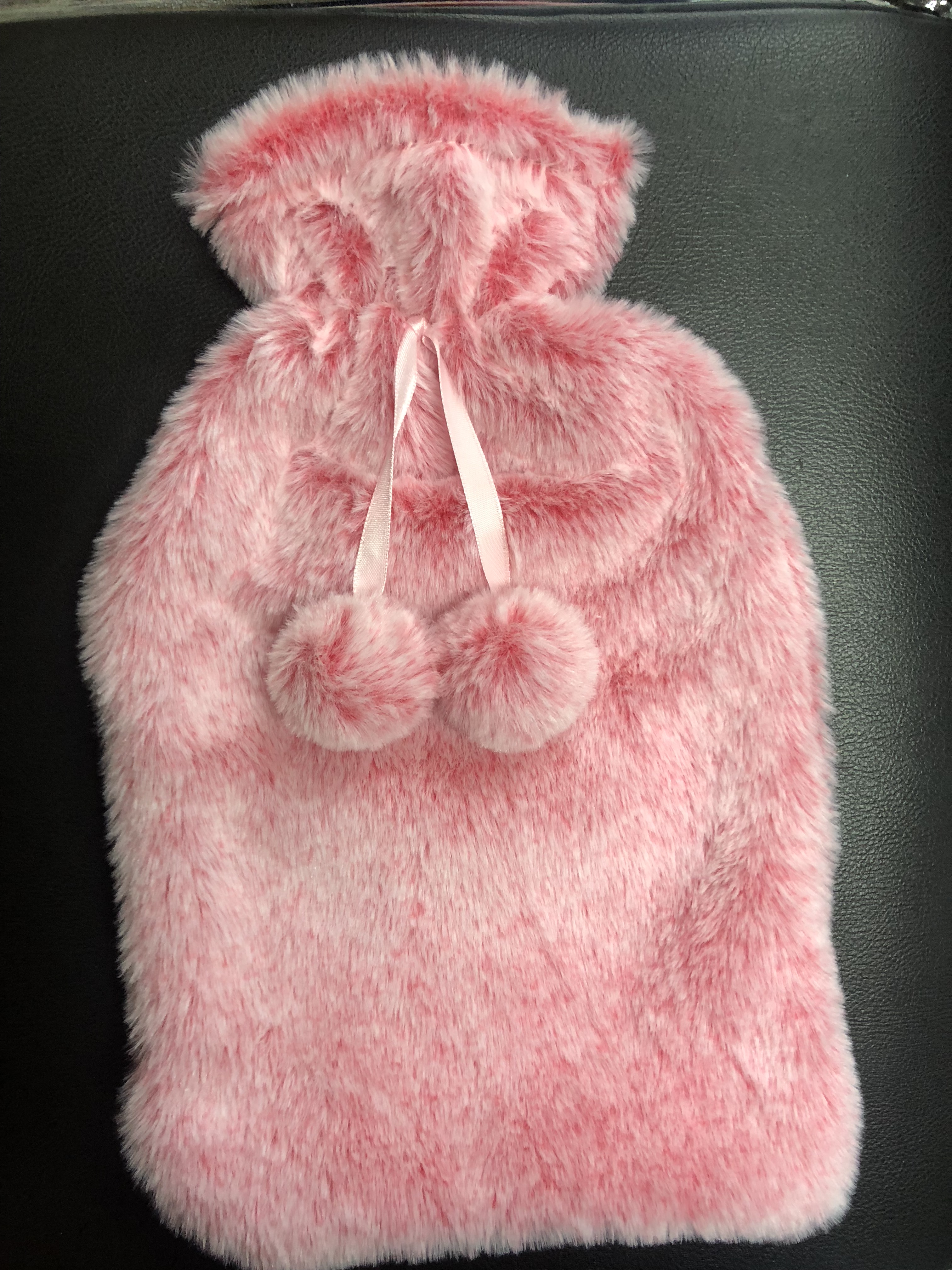 Natural rubber hot water bottle with plush cover