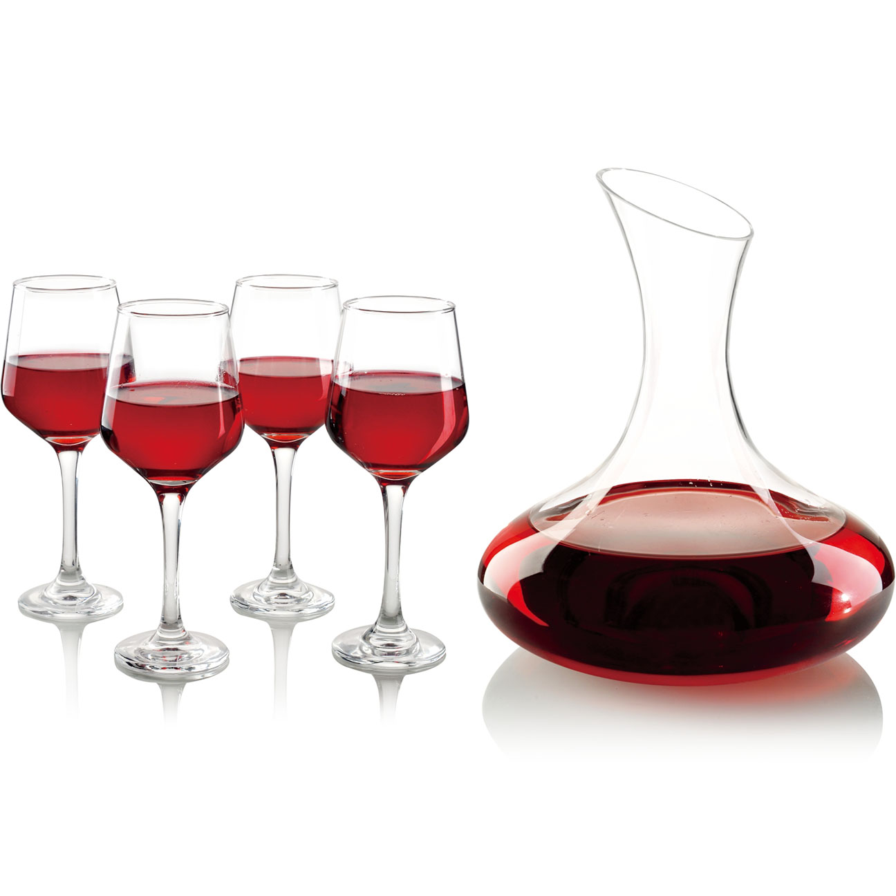 5 pcs Handmade lead-free wine decanter & 4 pcs wine glass set