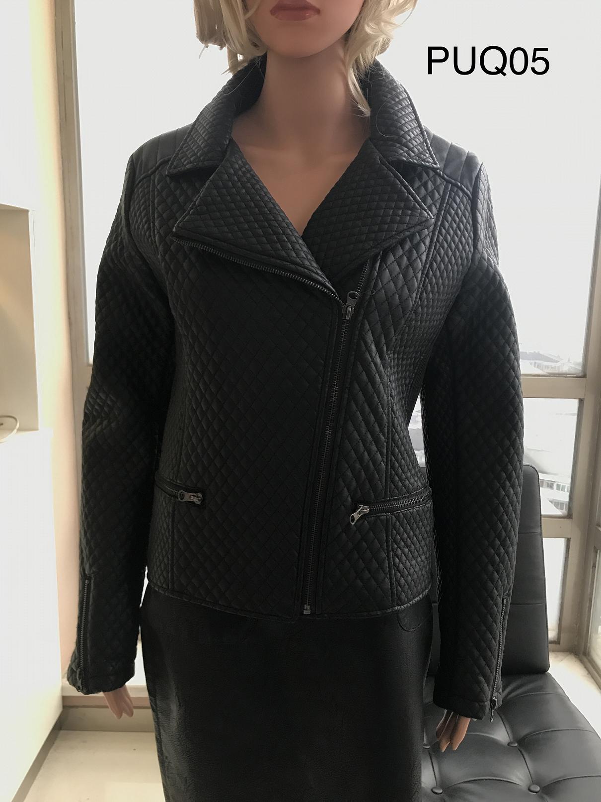 Ladies Print Embroider With Quilting Pu Jacket