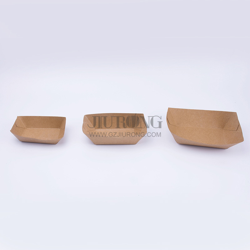 Disposable kraft boat tray biodegradabble kraft snack tray