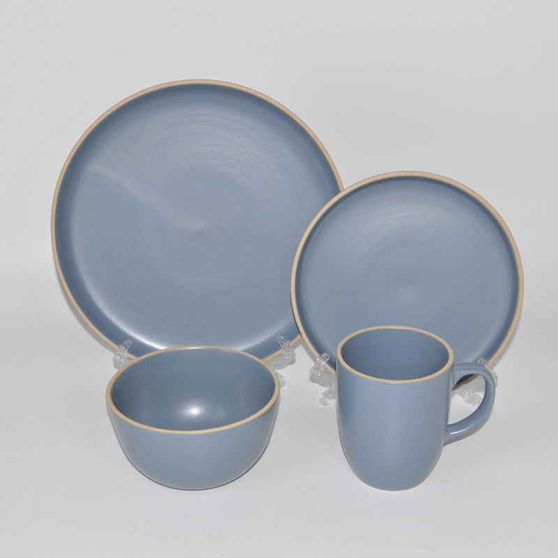 High quality japanese style elegant custom porcelain sky blue dinnerware set