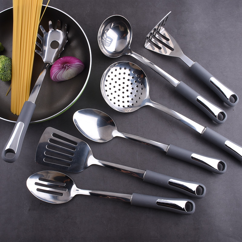 Soft Grip Handle High Quality 7pcs Stainless Steel Kitchen Cooking Utensils