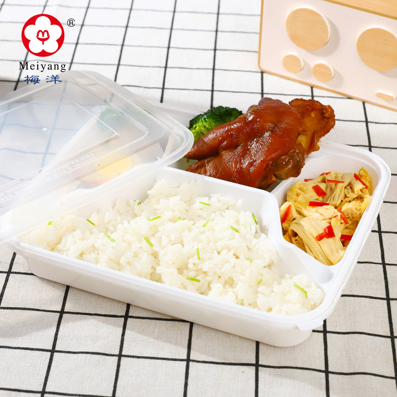 Meiyang K02 disposable PP plastic storage takeaway microwavable Multi-compartment food container box