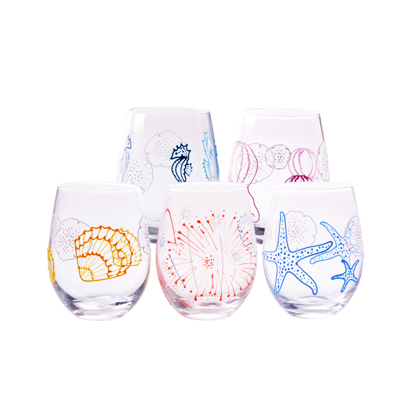 Raised pattern lonely marine animal Egg shape glass cup,heat-resisting tumbler