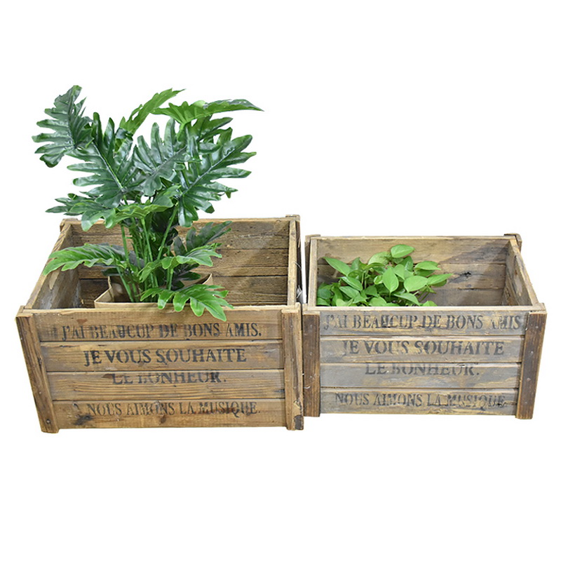 Luckywind Best Selling Products Vintage Flower Pots Planters,Recycled Wood Garden Decoration Outdoor Flower Pots Planters