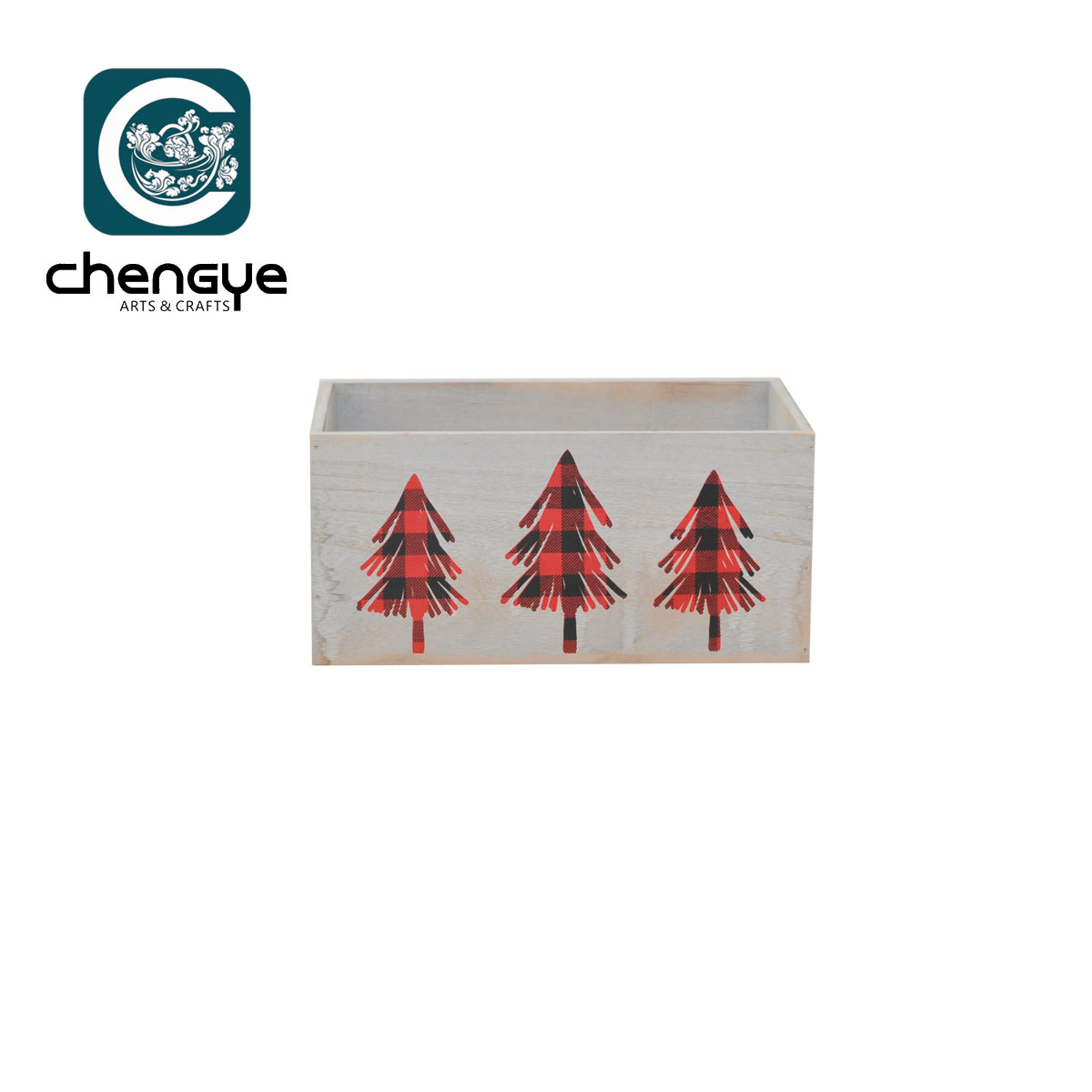 wooden box with screened design for Christmas season