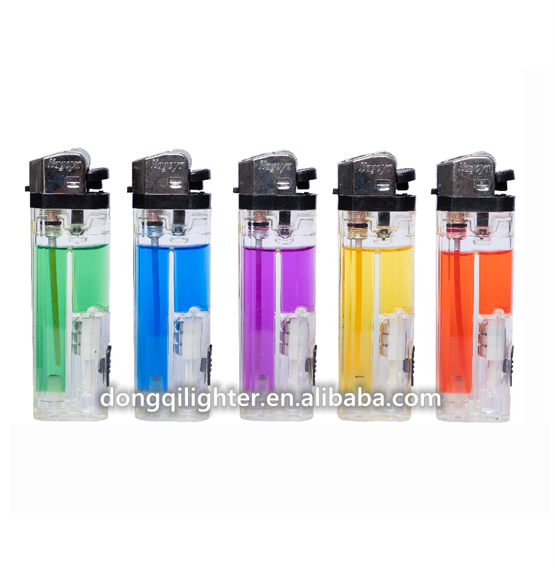 Refillable flint lighter with LED light