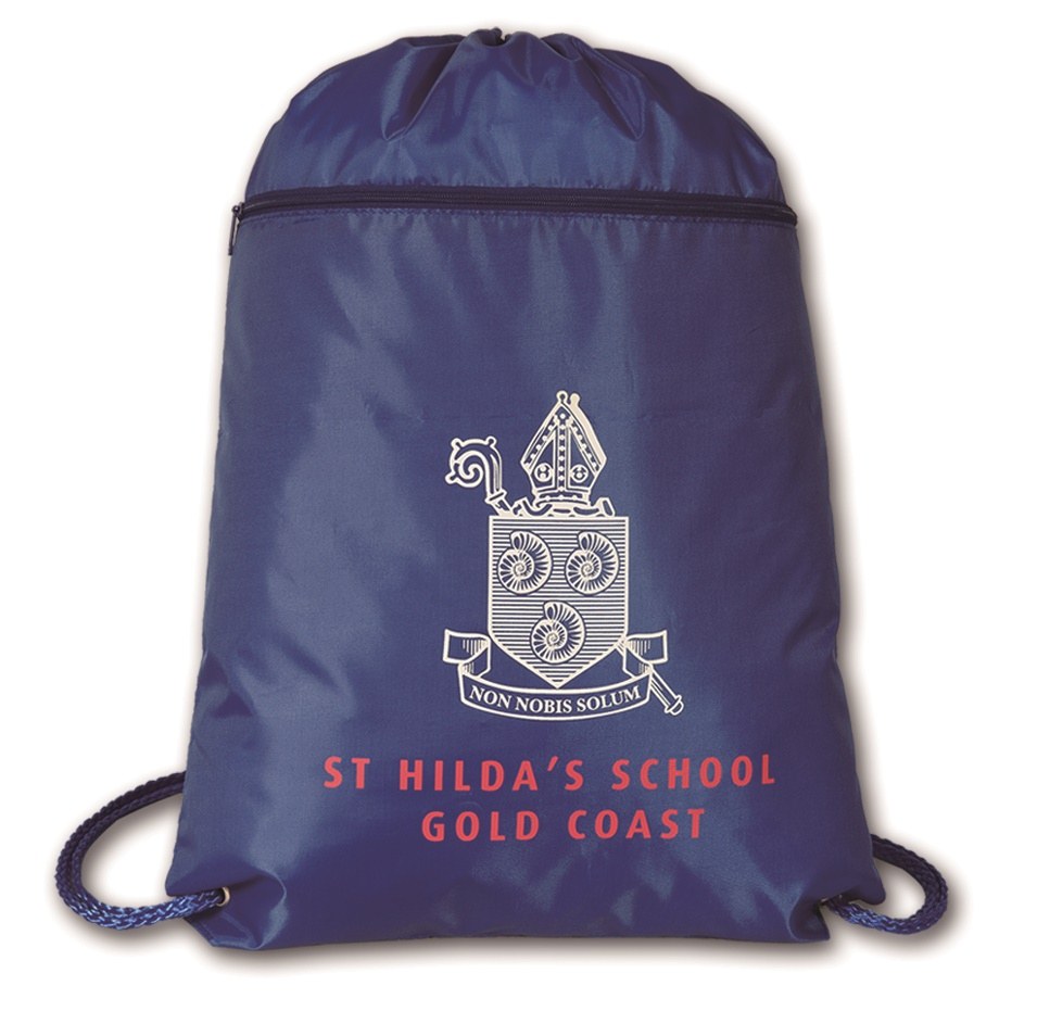 210D Polyester drawstring bag with front zipper pocket