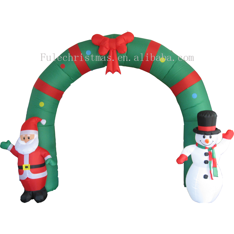 Christmas inflatable archway with santa & snowman