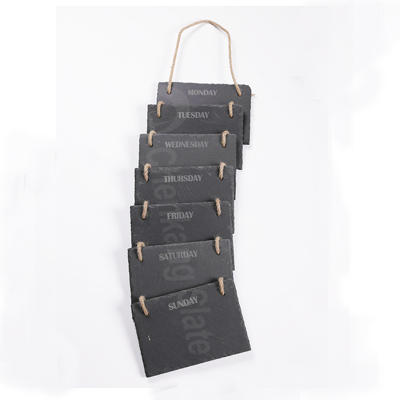 Set of 7, Slate Weekly Memo Board Rough Chipped Edges