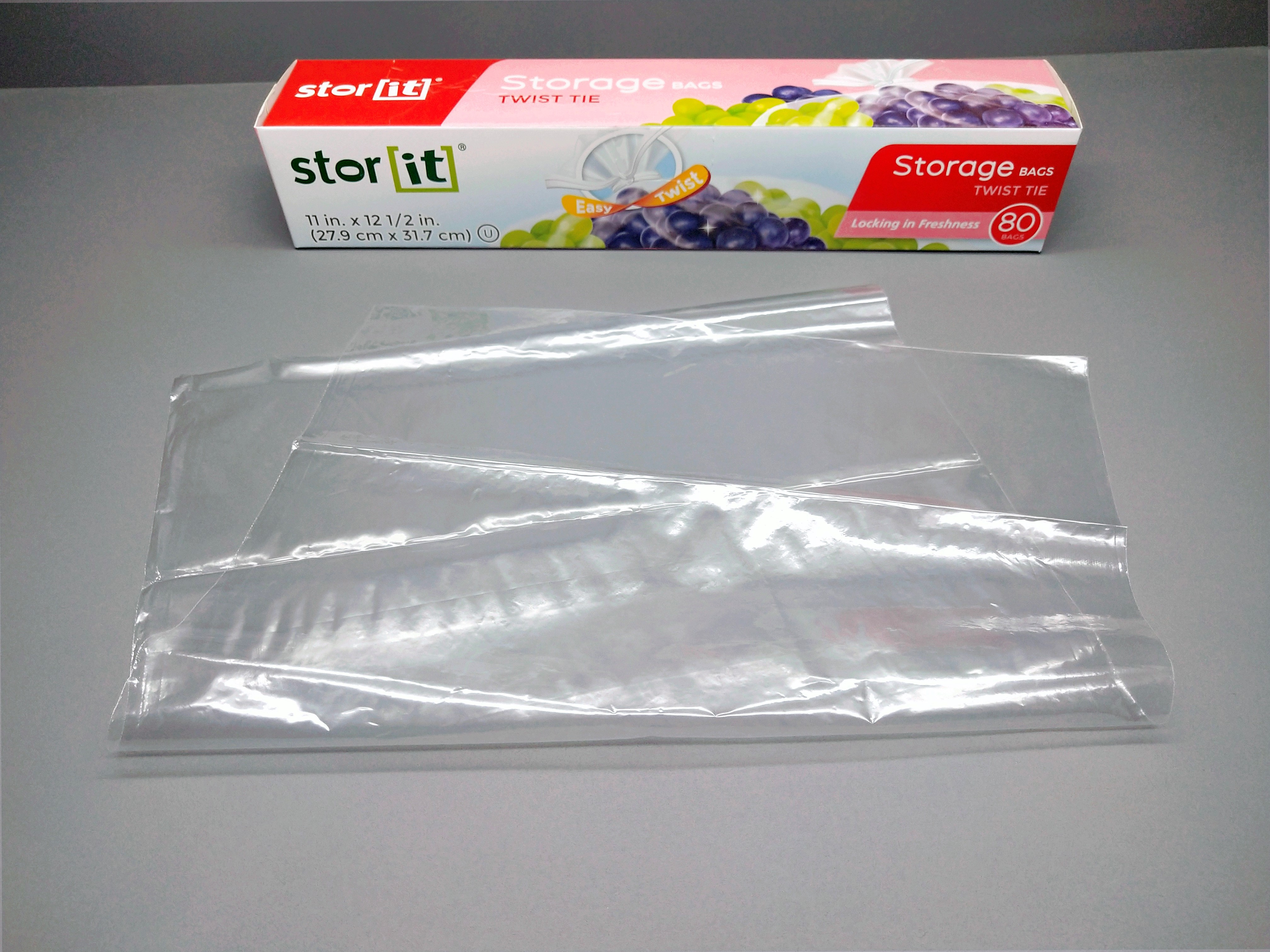 Twist storage bags with ties